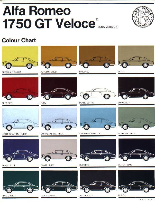 Classic Car Paint Color Chart