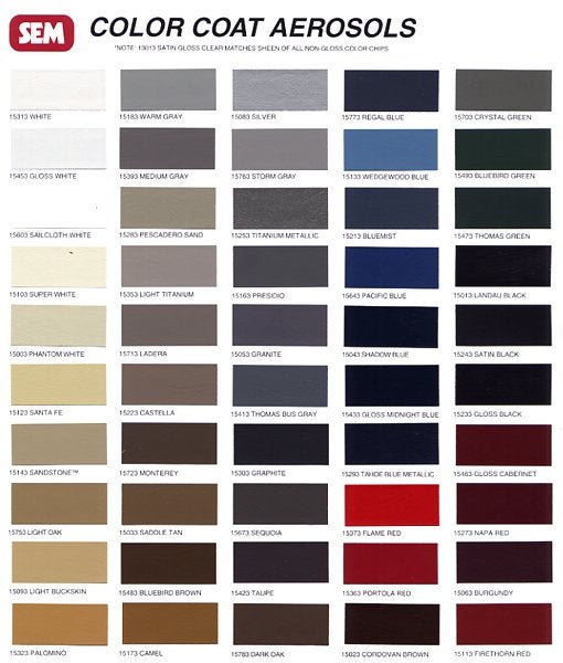 Sem Trim Paint Color Chart